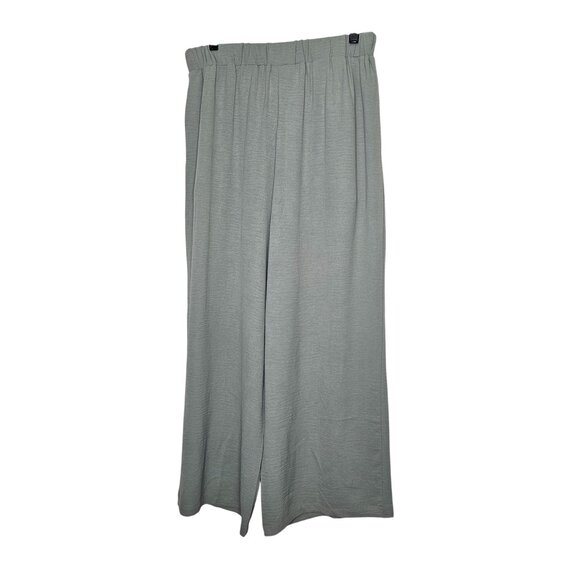 Caracilia Gray High-Waisted Pants Wide‎ Leg Pull On Tie Waist L Beachy Work - Picture 2 of 11